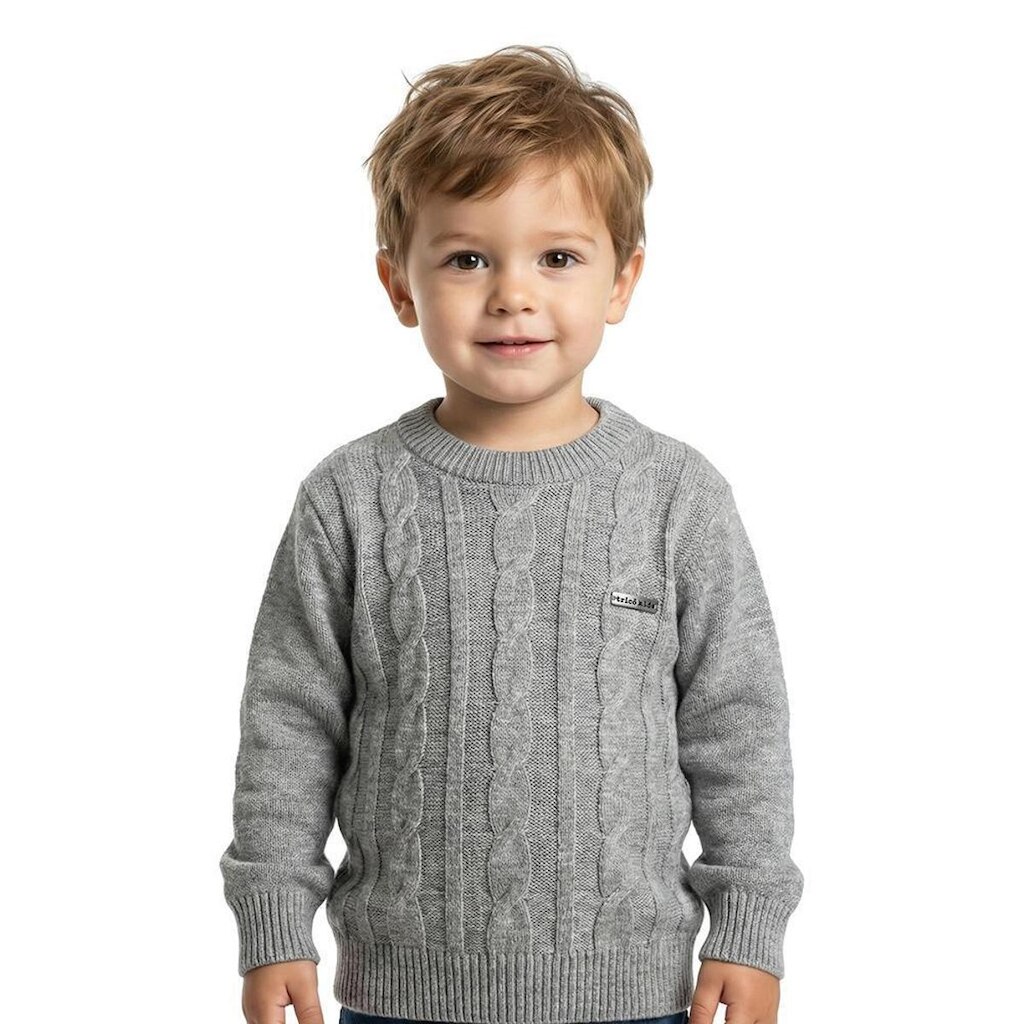 Blusa Trançada Tricô Kids Decote Redondo