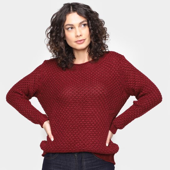 Blusa Tricô Mercatto Ponto Grosso Feminina - Vinho