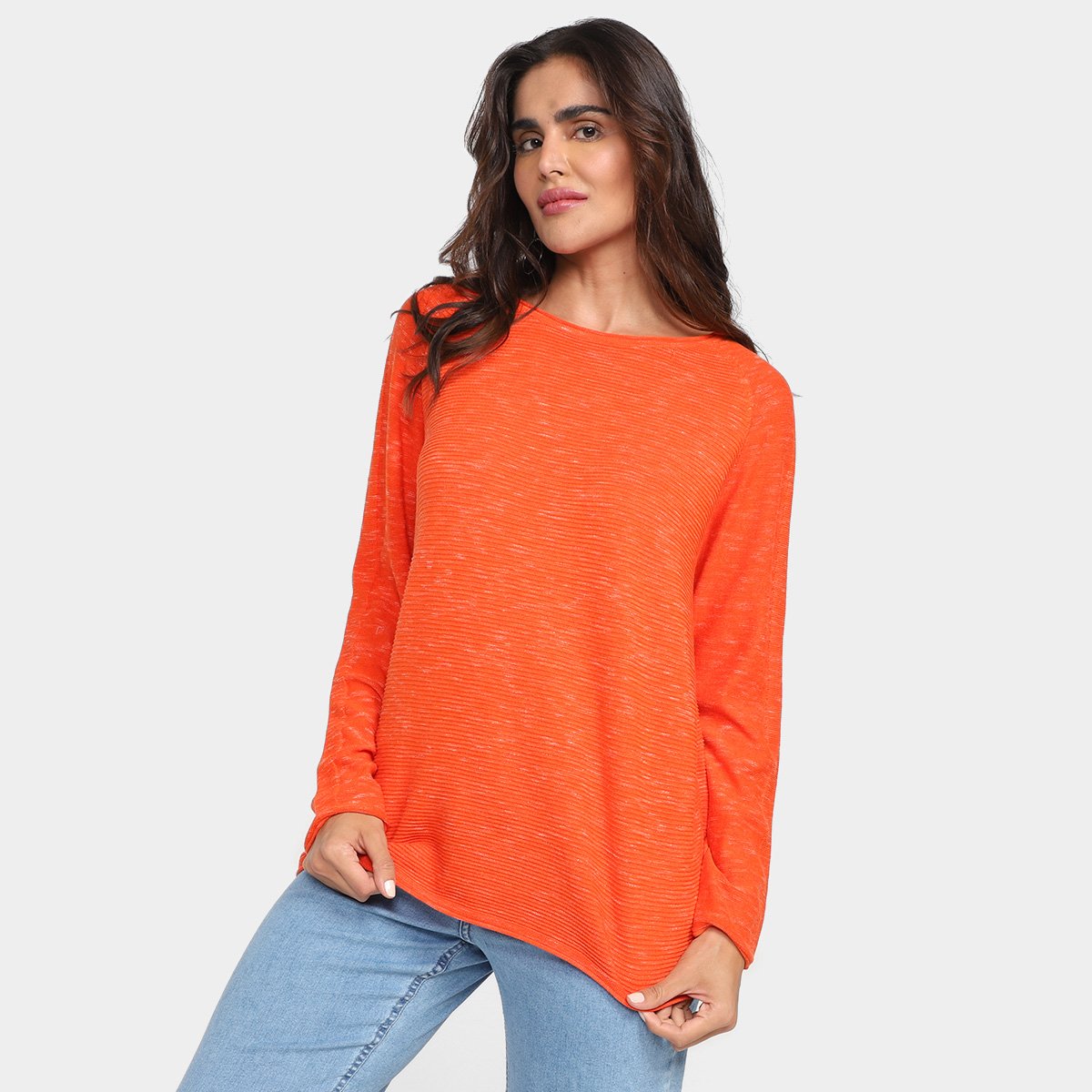 Menor preço em Blusa Tricô The Style Box Básica Manga Longa Feminina - Laranja