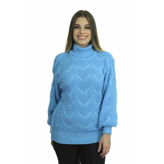 Blusa Tricot Anto Feminina Inverno Shopping do Tricô - Azul