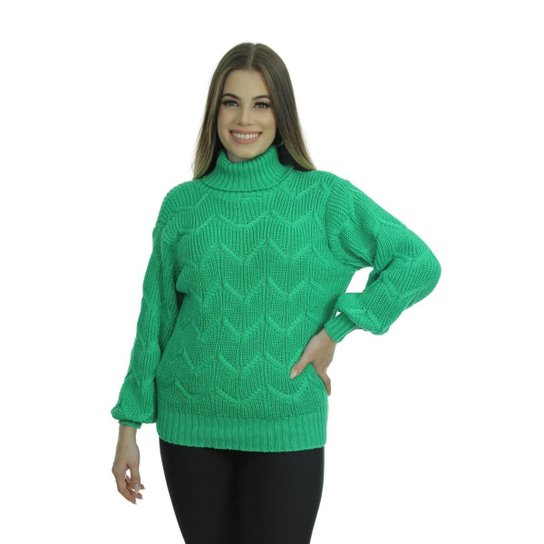 Blusa Tricot Anto Feminina Inverno Shopping do Tricô - Verde