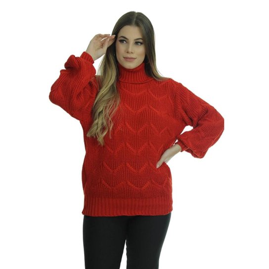 Blusa Tricot Anto Feminina Inverno Shopping do Tricô - Ferrugem