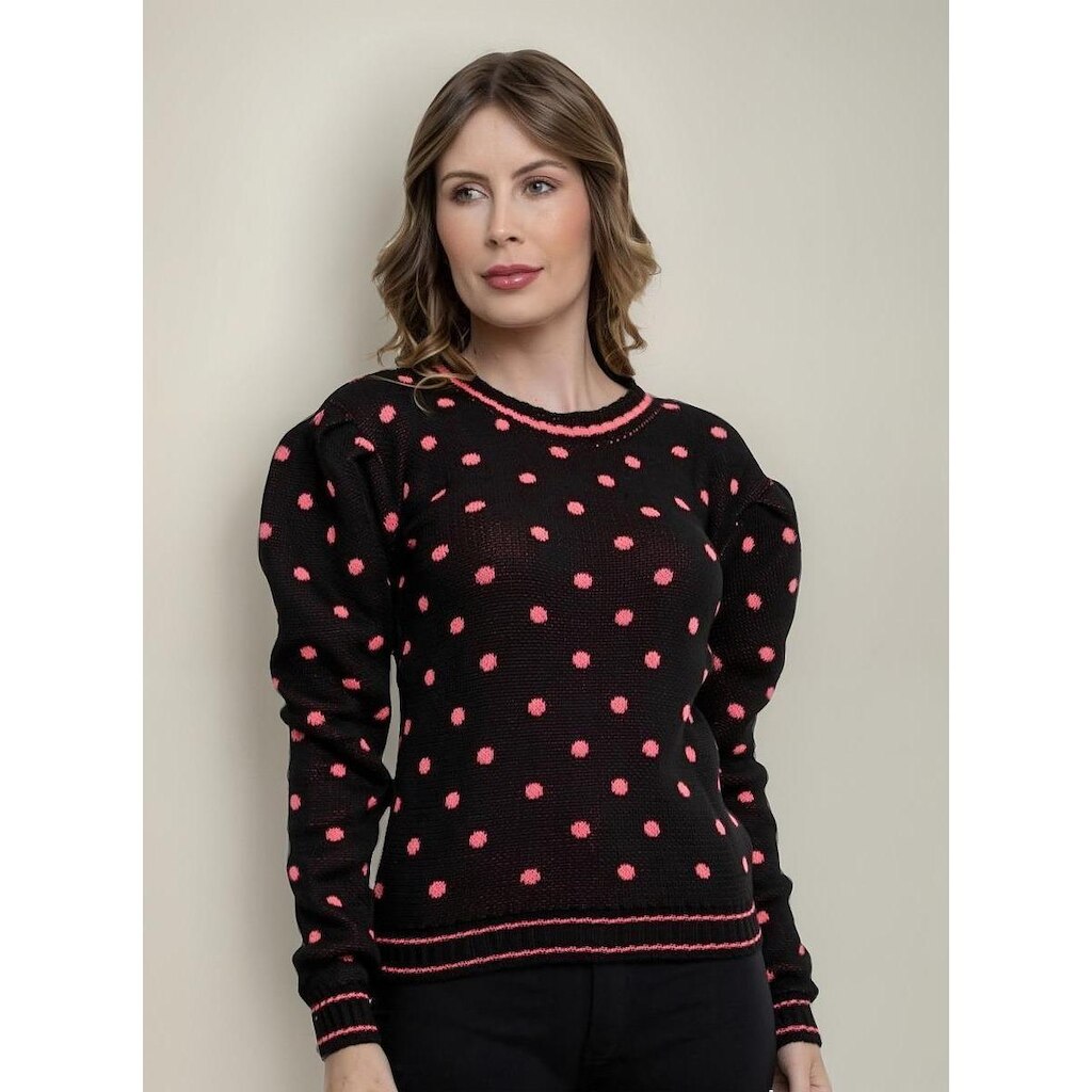 Blusa Tricot Bolas Manga Longa