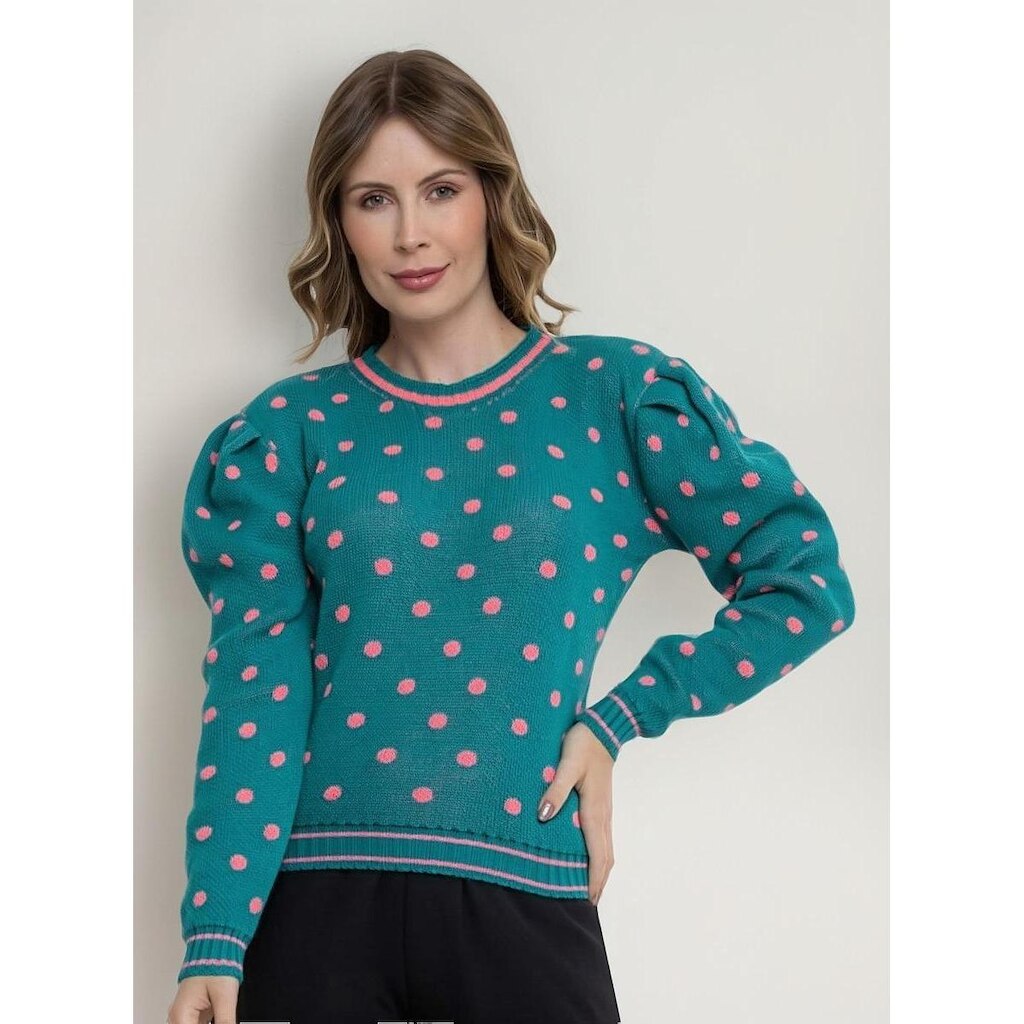 Blusa Tricot Bolas Manga Longa