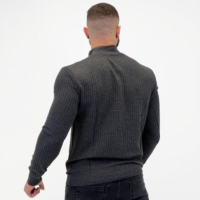 Blusa Tricot Dixie Gola Alta com Zíper Manga Longa Masculina