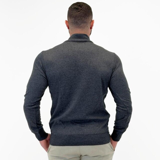 Blusa Tricot Dixie Manga Longa Gola Alta com Zíper Masculina