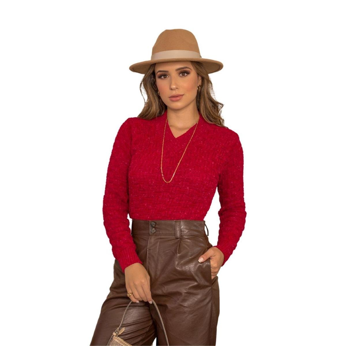 blusa de lã vermelha