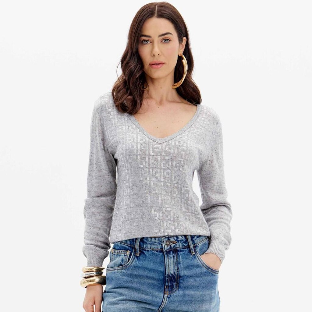 Blusa Tricot Lança Perfume Com Aplicação Feminino