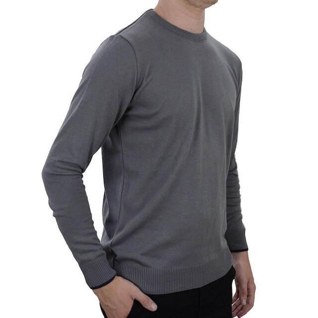 Blusa Tricot Masculina Lado Avesso Sueter Cinza Claro - LH22