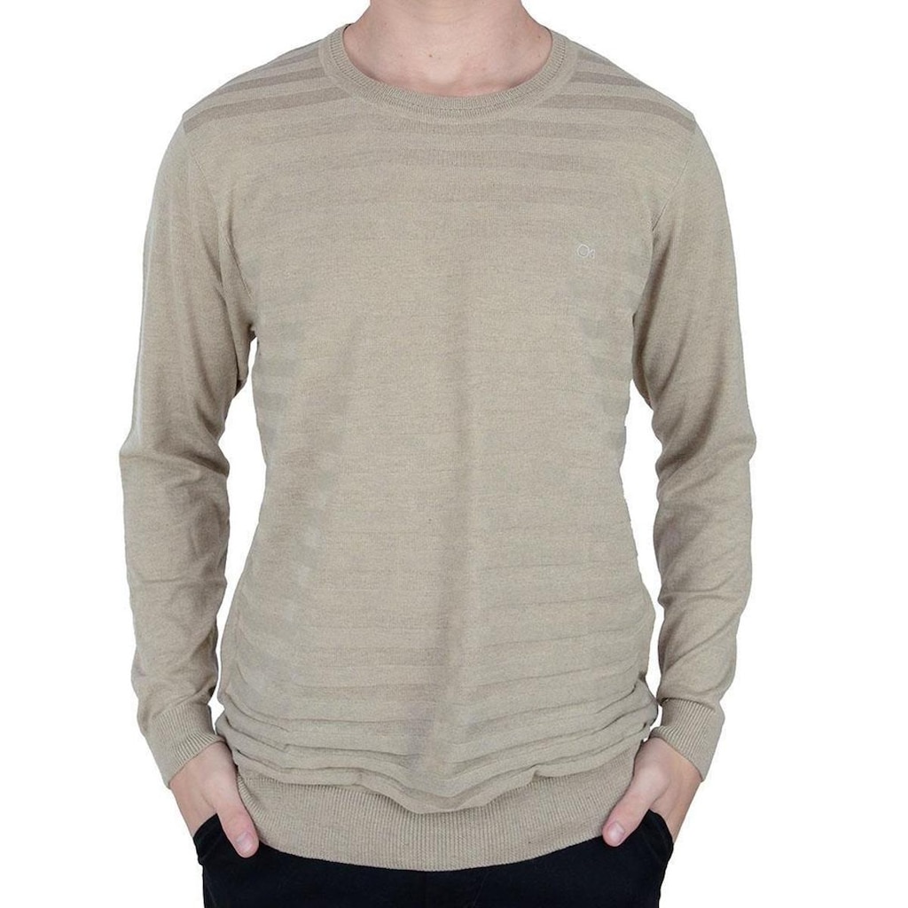 Blusa Tricot Masculina Ogochi Casual Slim Bege - 4008