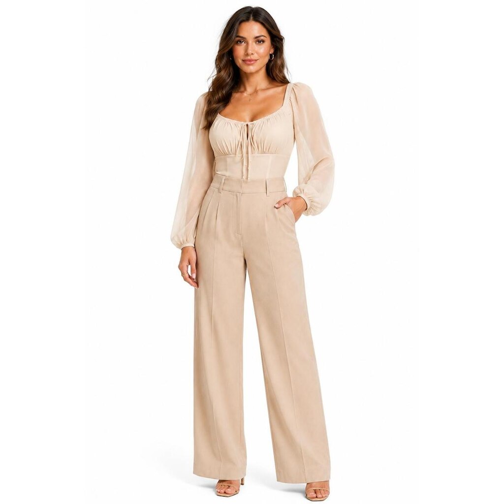 Blusa Tule D Bell Outlet Fashion Bege