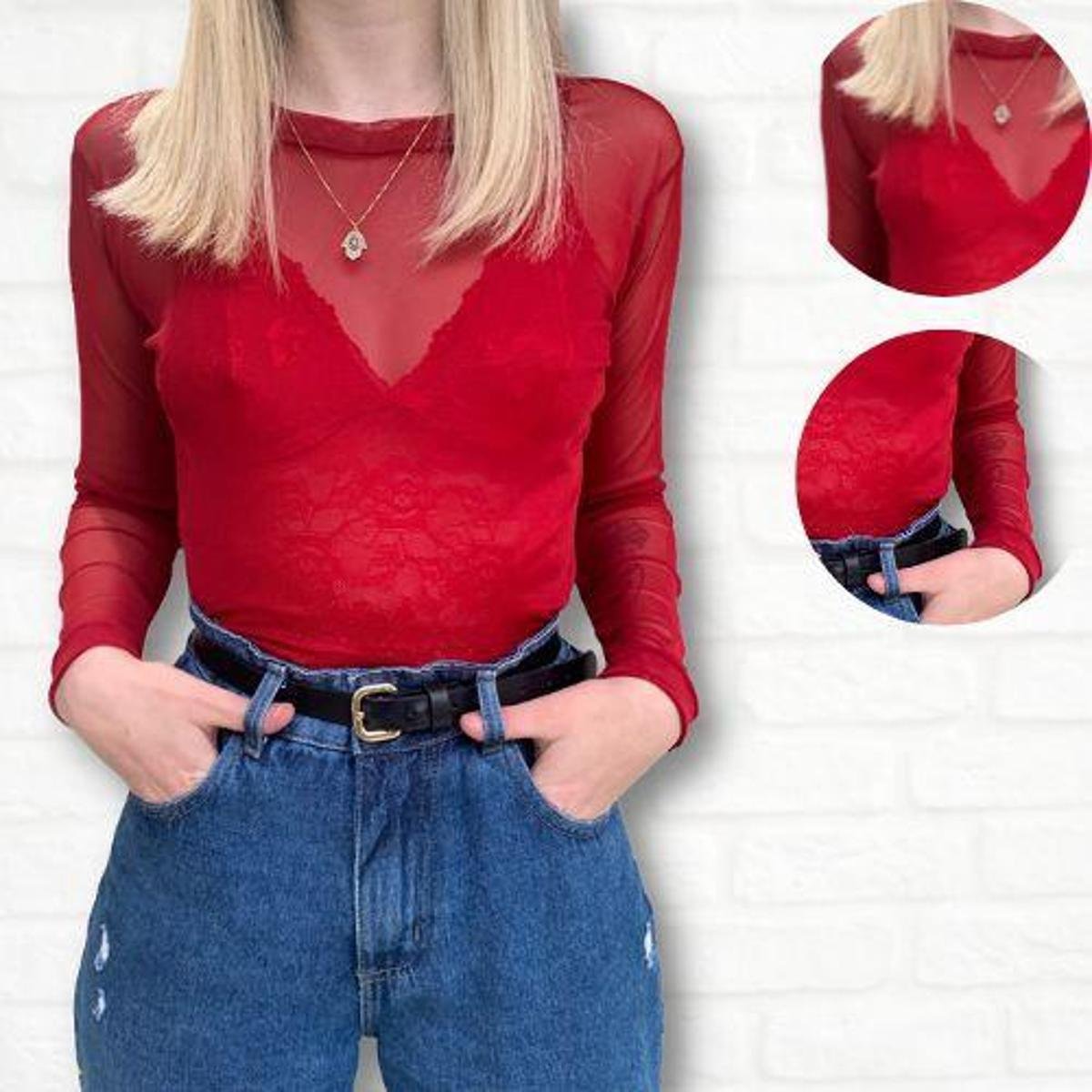 Blusa Tule Feminina Manga Longa Transparente Premium Menor preço em Blusa Tule Feminina Manga Longa Transparente Premium