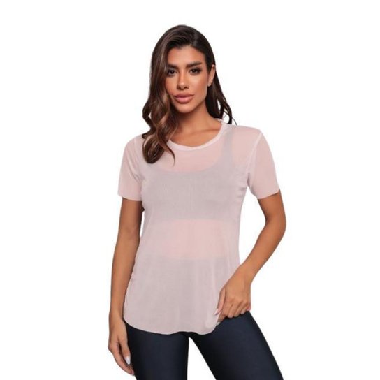 Blusa Tule Transparente Feminina Fitness Academia Zattini