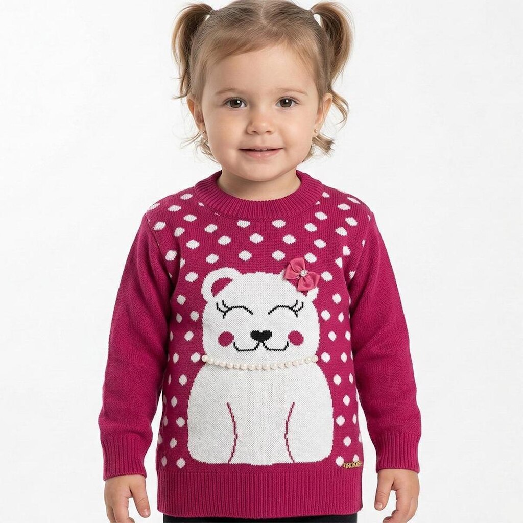 Blusa Ursinho Tricô Kids Divertida