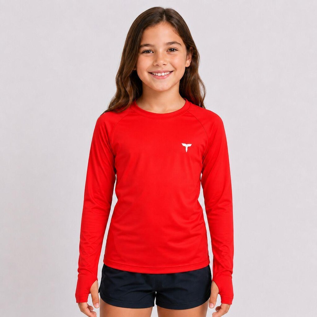 Blusa UV Infantil Com Dedeira Proteção Solar Manga Longa 04 ao 12 Anos Unissex