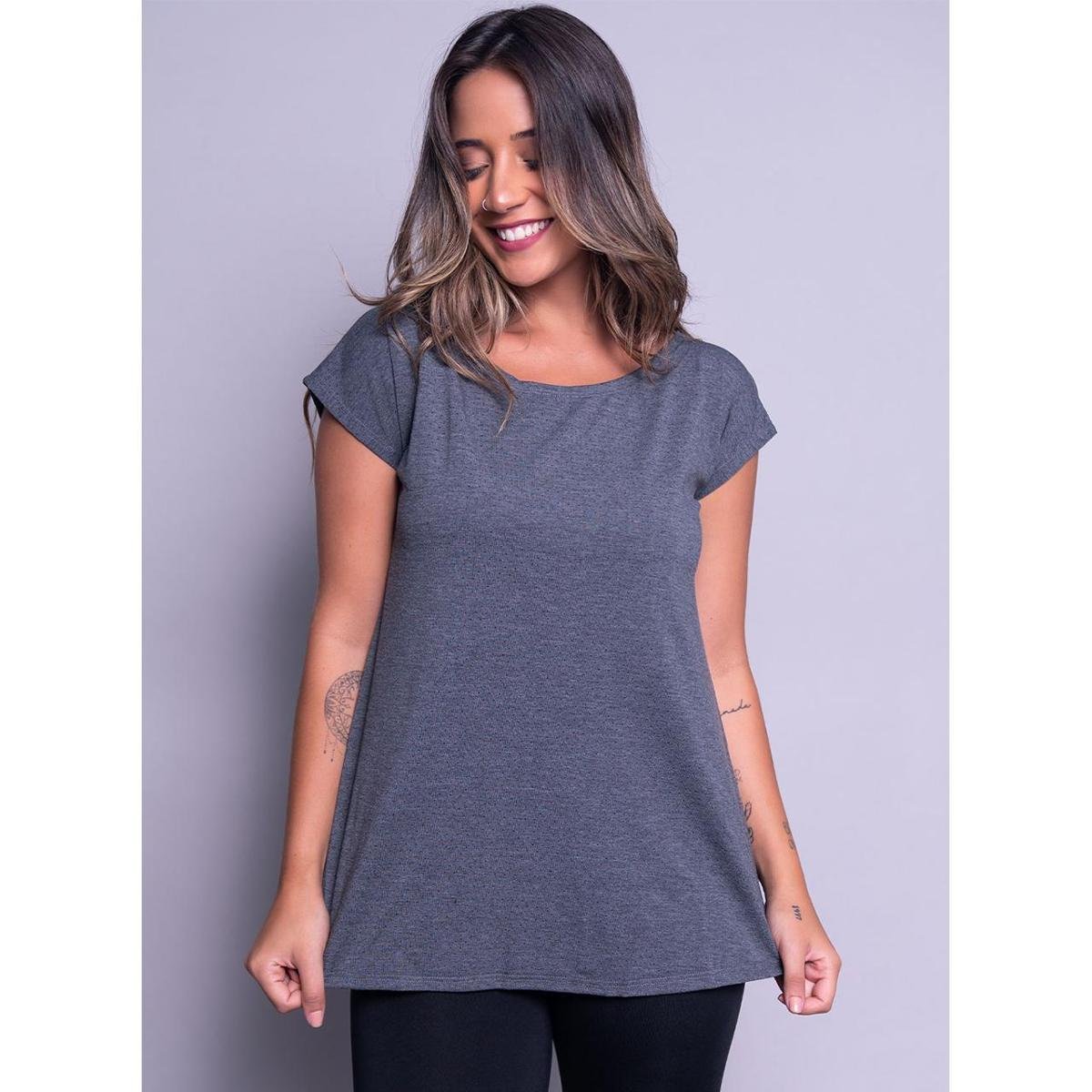 Blusa Vekyo Feminina Fitness Manga Curta Treino Qualidade Academia - Chumbo Menor preço em Blusa Vekyo Feminina Fitness Manga Curta Treino Qualidade Academia - Chumbo