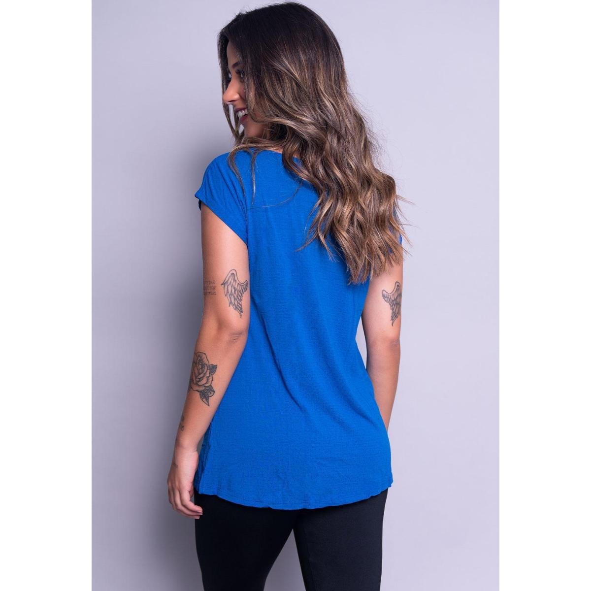 Blusa Vekyo Manga Curta Feminina Fitness Treino Qualidade Academia - Azul Menor preço em Blusa Vekyo Manga Curta Feminina Fitness Treino Qualidade Academia - Azul