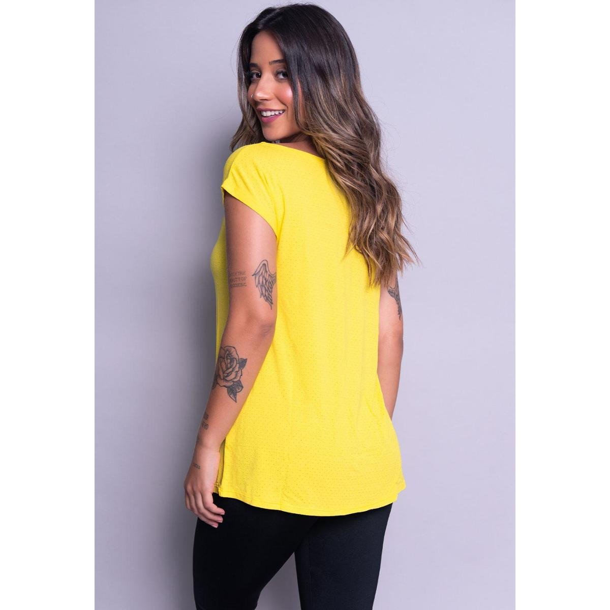 Blusa Vekyo Manga Curta Feminina Fitness Treino Qualidade Academia - Amarelo Menor preço em Blusa Vekyo Manga Curta Feminina Fitness Treino Qualidade Academia - Amarelo