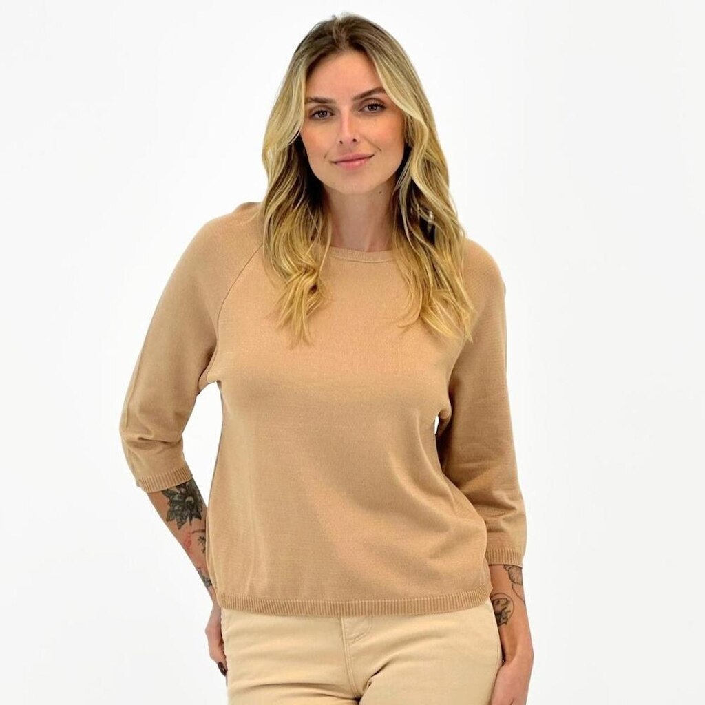 Blusa Via Tricot Ampla Modal Manga 3/4 Feminina