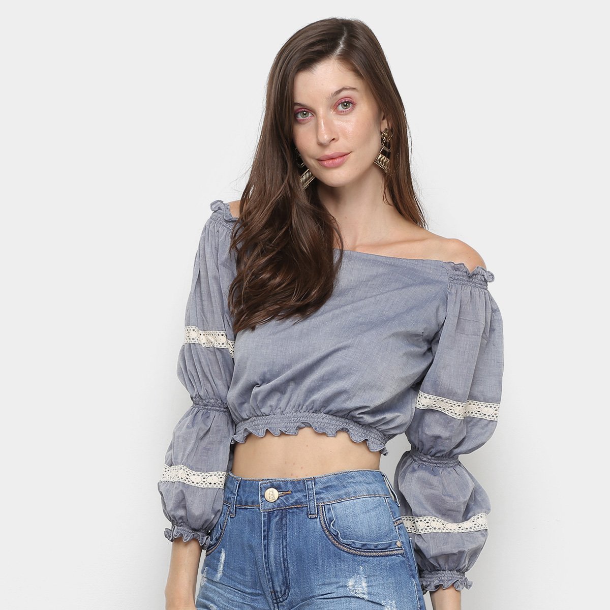 Blusa Vide Bula Manga Longa Feminina - Azul Menor preço em Blusa Vide Bula Manga Longa Feminina - Azul