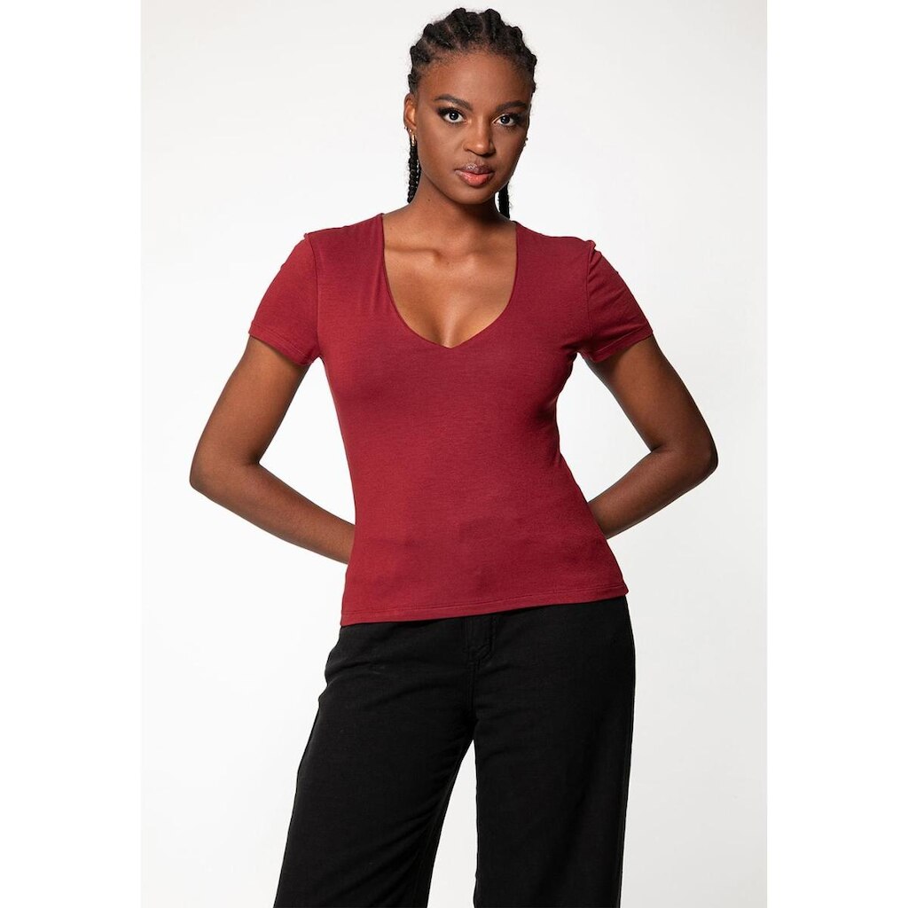 Blusa Viscose Decote V Vinho