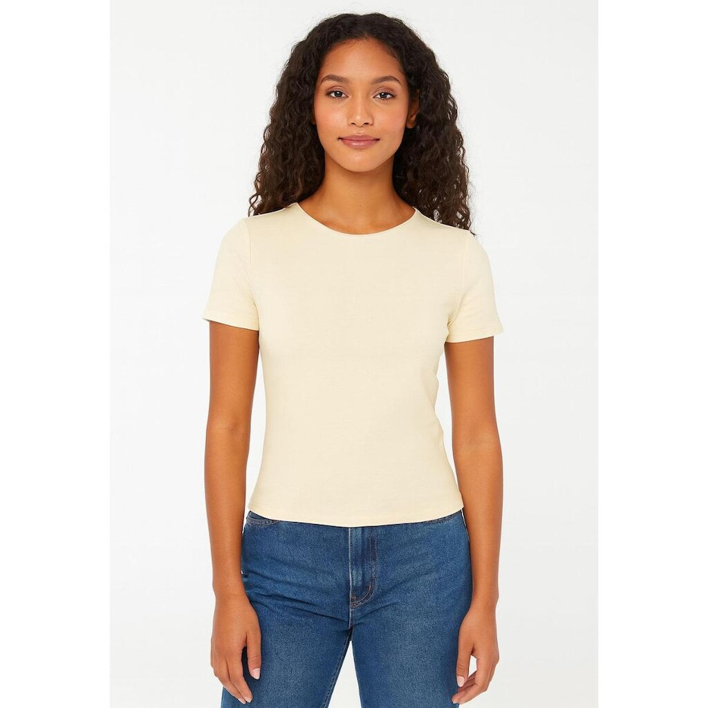 Blusa Viscose Manga Curta Creme