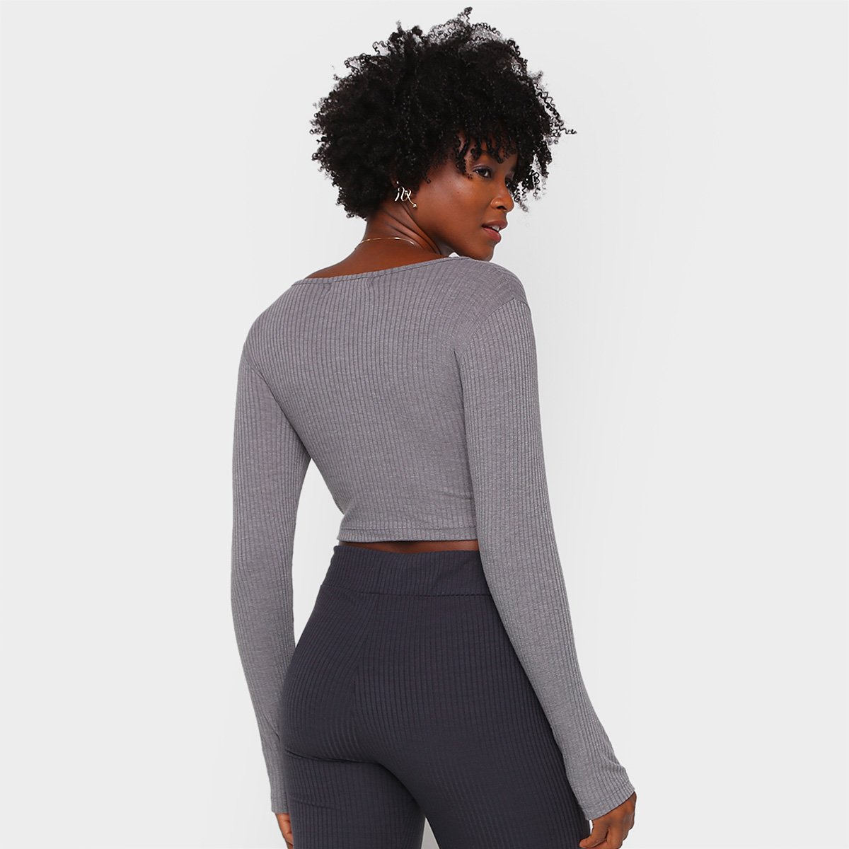 blusa canelada cruzada