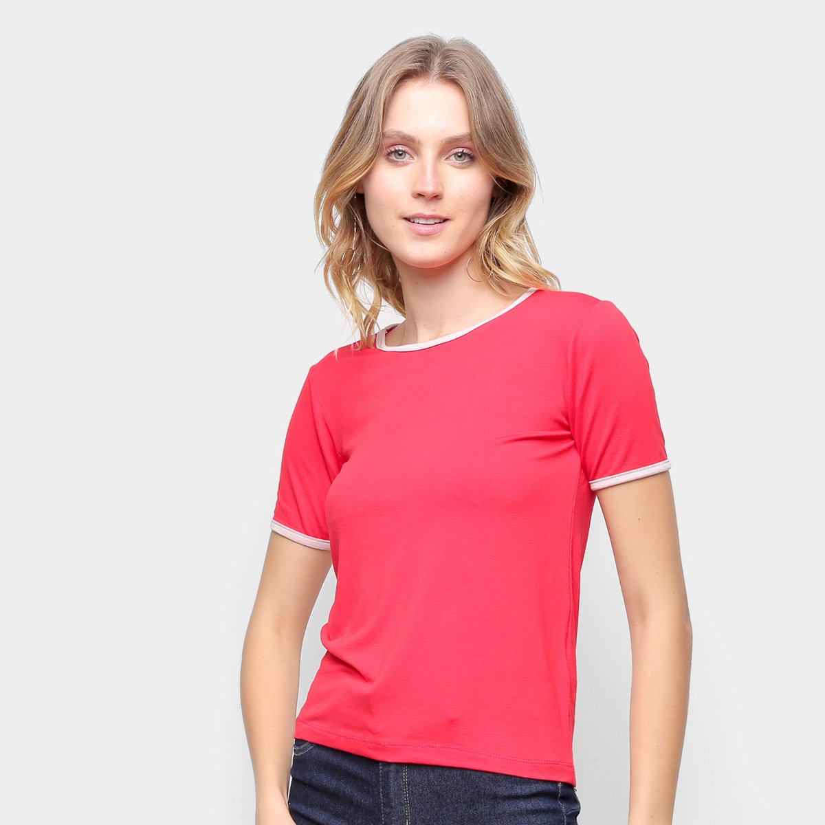 Blusa Volare Feminino Bicolor Feminina - Vermelho Menor preço em Blusa Volare Feminino Bicolor Feminina - Vermelho