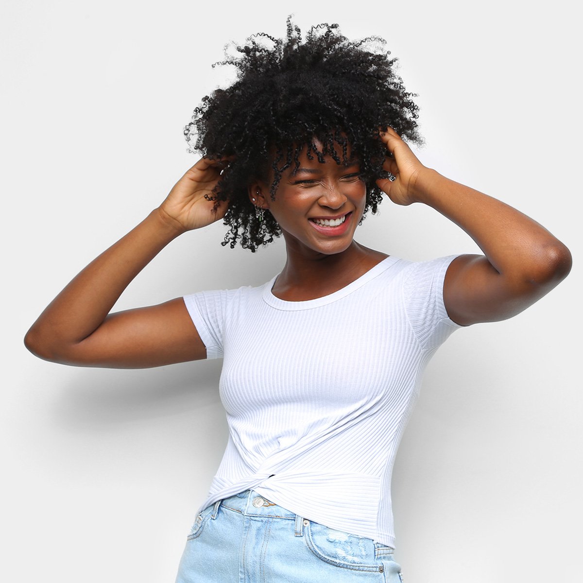 Blusa Volare Nó Canelada Feminina - Branco Menor preço em Blusa Volare Nó Canelada Feminina - Branco