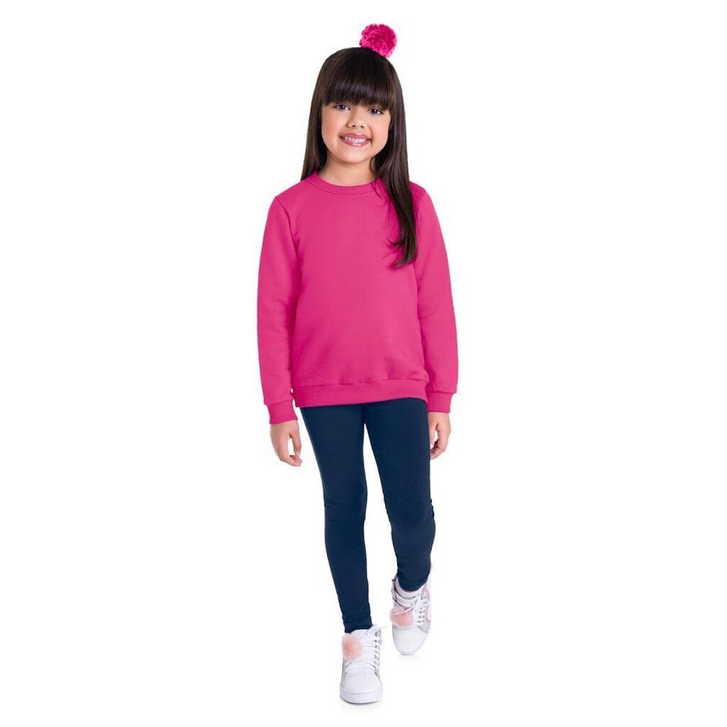 Blusão básico infantil menina em moletom Brandili-Rosa