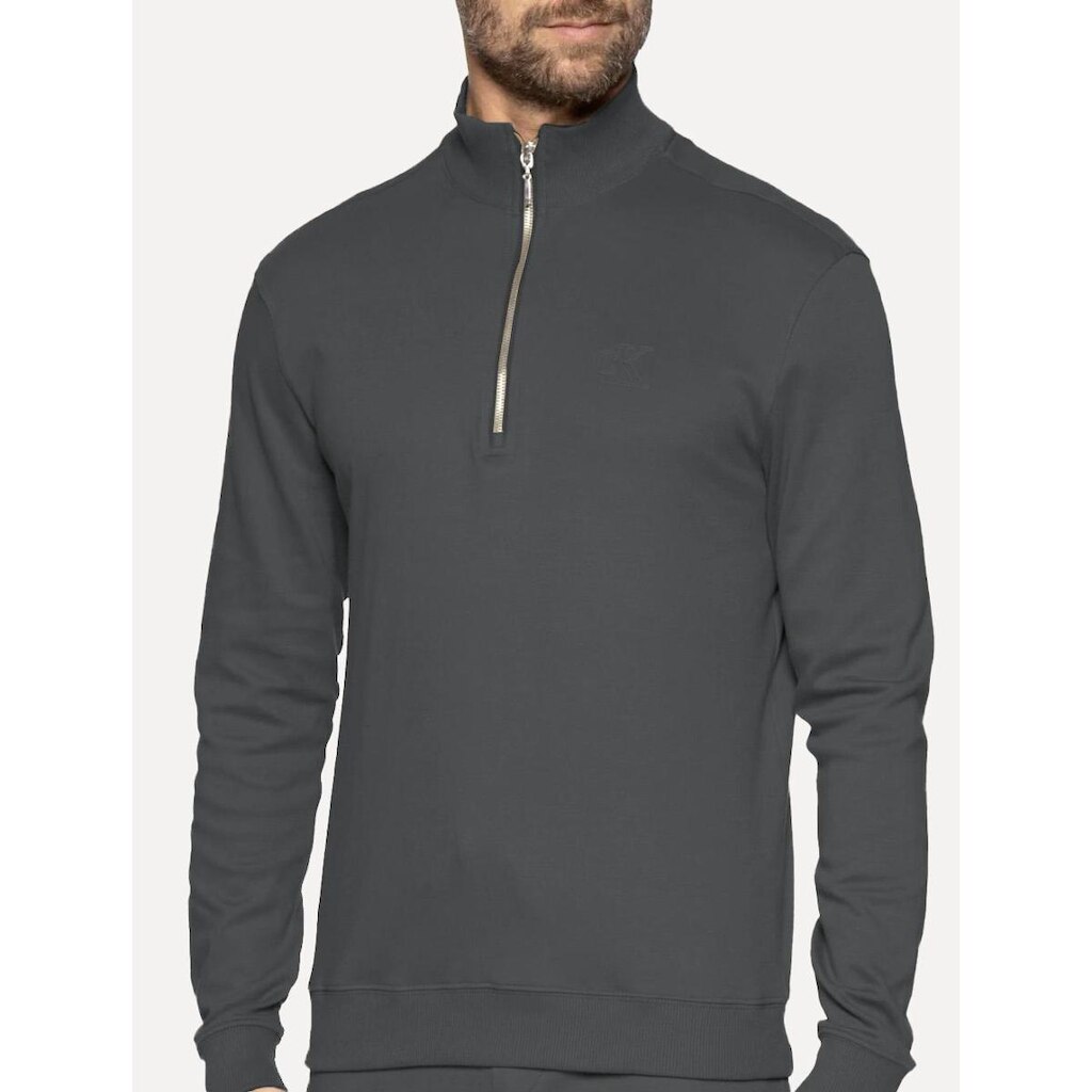 Blusão Calvin Klein Masculino Suedine Half Zip Chumbo