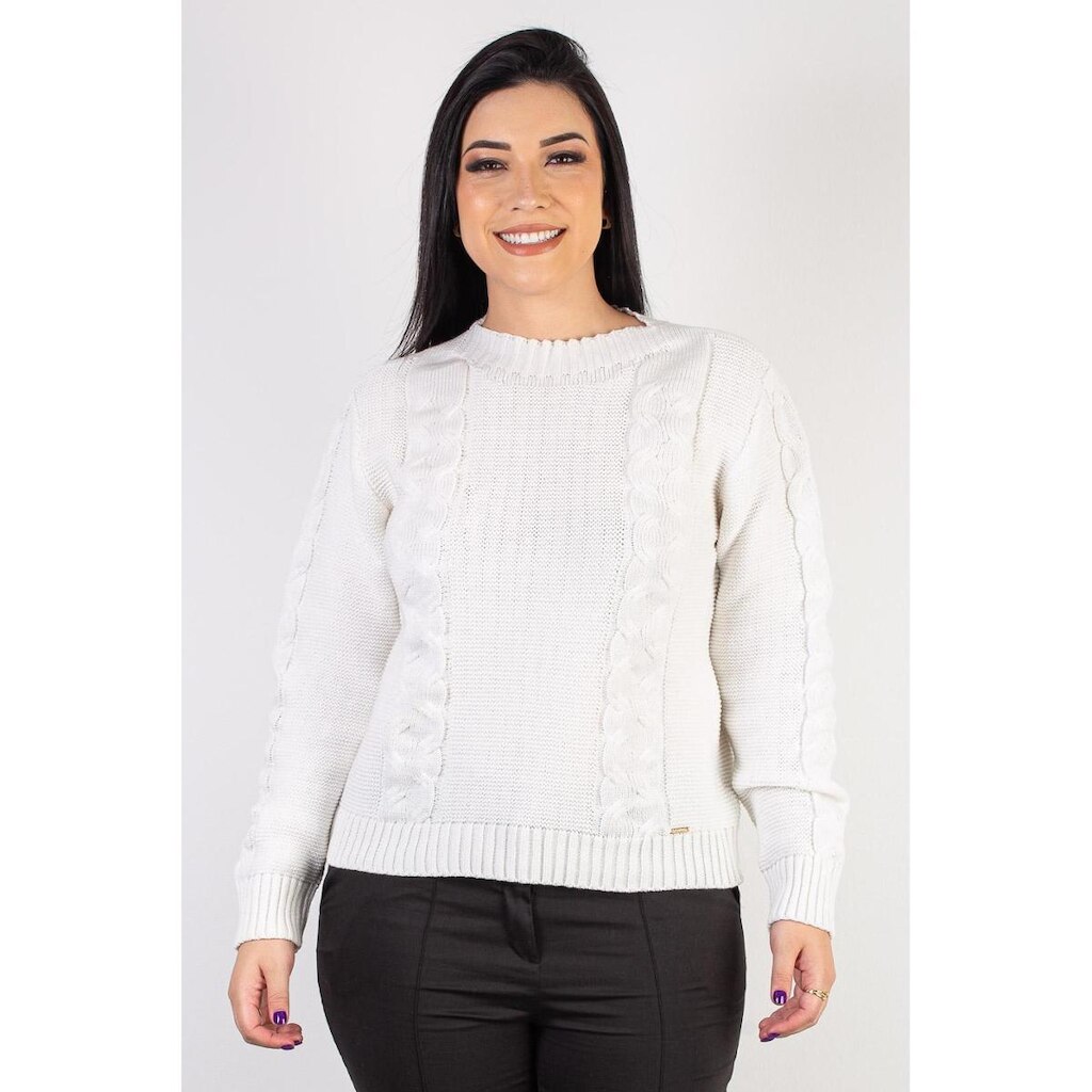 Blusão de malha feminino com tranças 60008 - G - Verde
