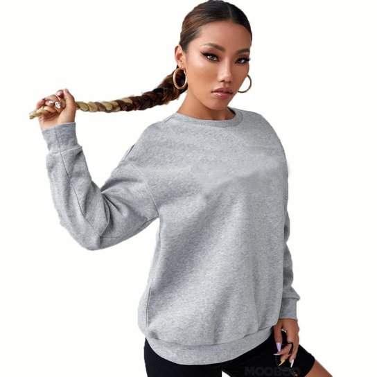 Moletinho Feminino Casaco Moletom Feminino Cinza Blusa De Moletom