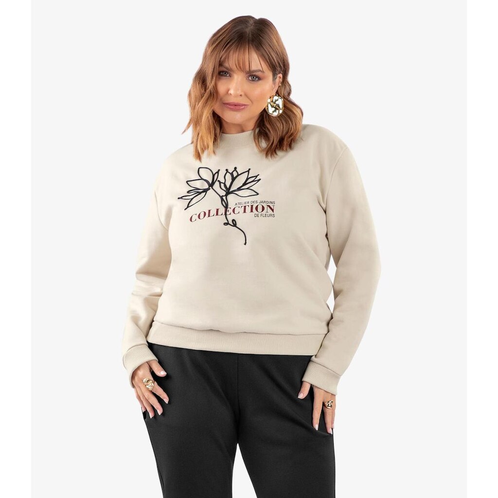 Blusão Feminino Moletom Plus Size Secret Glam Bege