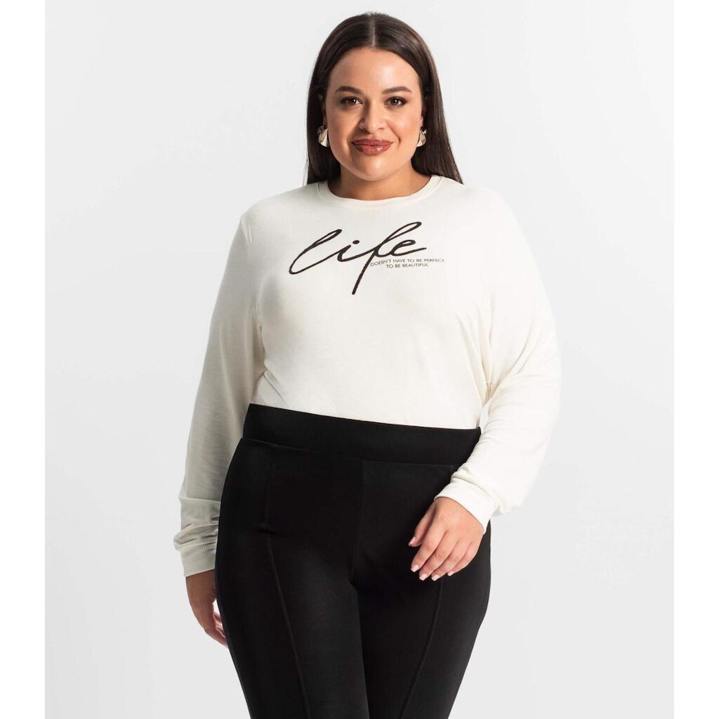 Blusão Feminino Plus Size Secret Glam Bege