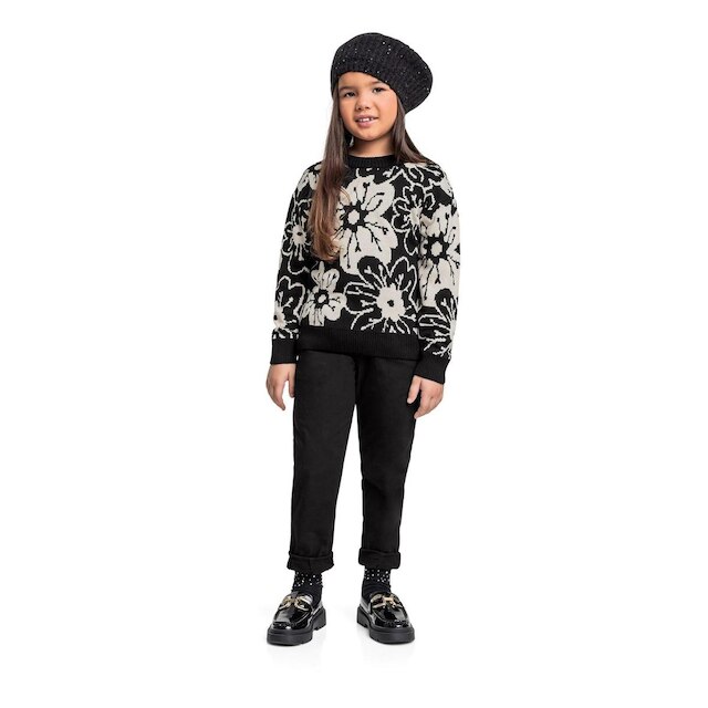 Blusão Floral em Tricot para Menina Quimby