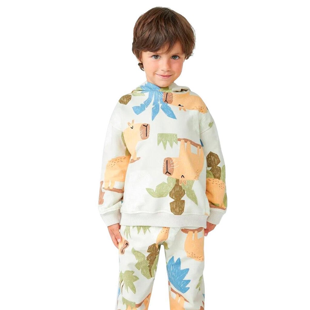Blusão Hering De Moletom Infantil Menino Toddler Com Aplique Bege