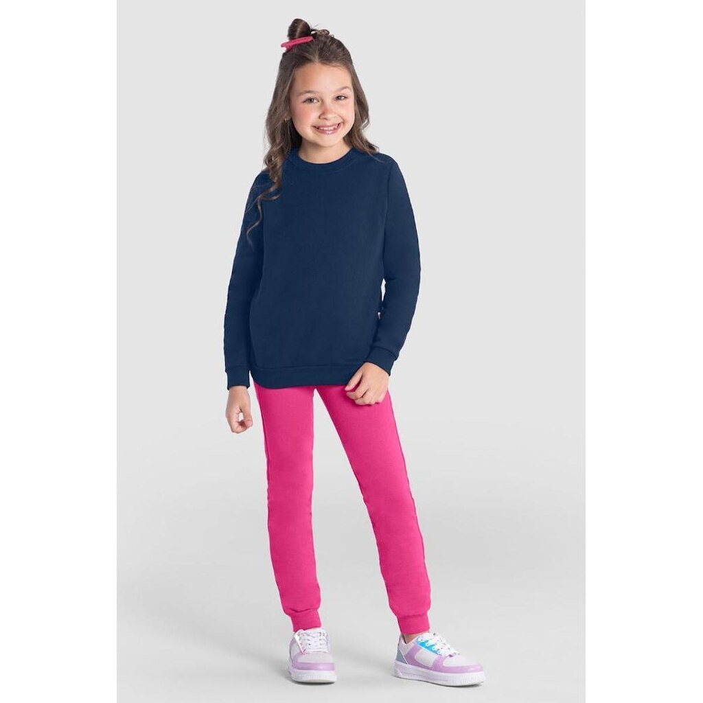 Blusão infantil menina em moletom brandili-Azul