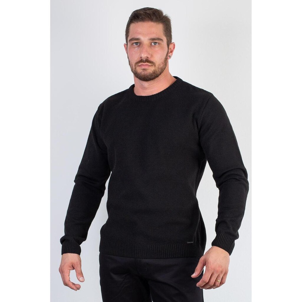 Blusão masculino de malha gola redonda 50003 - M - Azul Marinho
