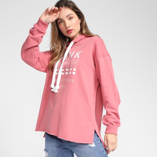 Blusão Moletom Colcci Think Green Com Capuz Feminino - Rosa
