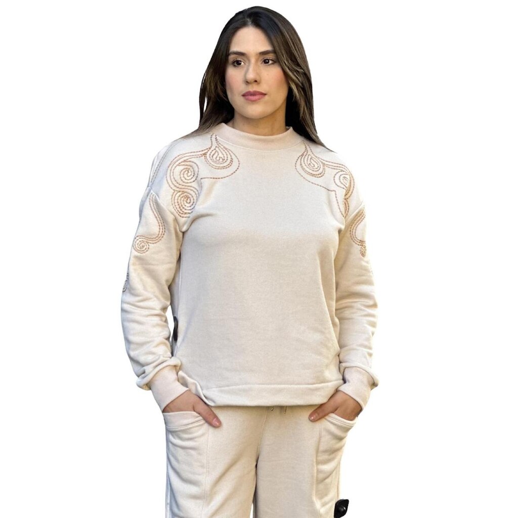 Blusão Moletom Feminino Bordado Weekend Scalk