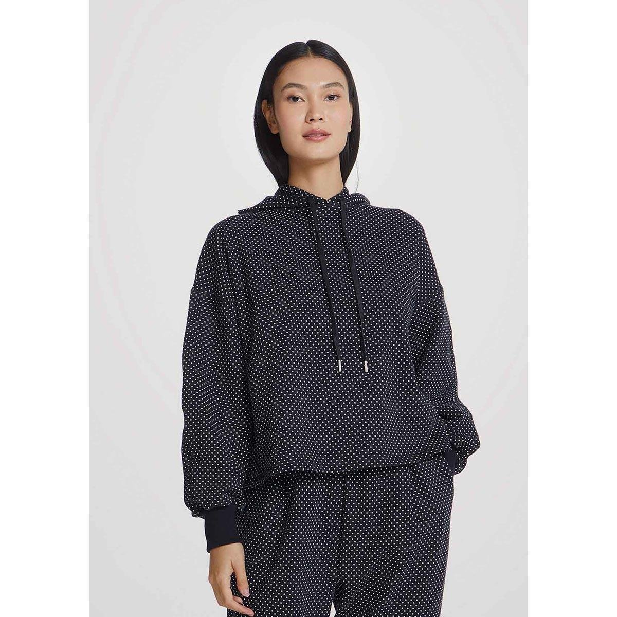 Blusão Moletom Feminino Com Capuz Estampado - 06971AEN1 - Preto Menor preço em Blusão Moletom Feminino Com Capuz Estampado - 06971AEN1 - Preto