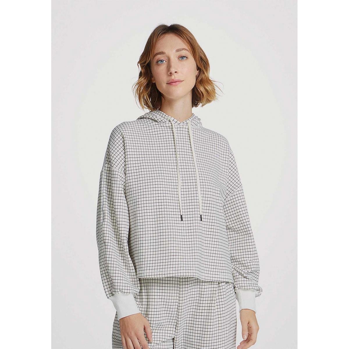 Blusão Moletom Feminino Com Capuz Estampado - 06971AEN1 - Branco Menor preço em Blusão Moletom Feminino Com Capuz Estampado - 06971AEN1 - Branco