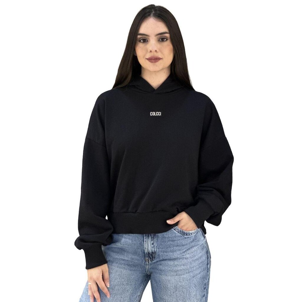 Blusão Moletom Feminino Comfort Com Capuz Colcci