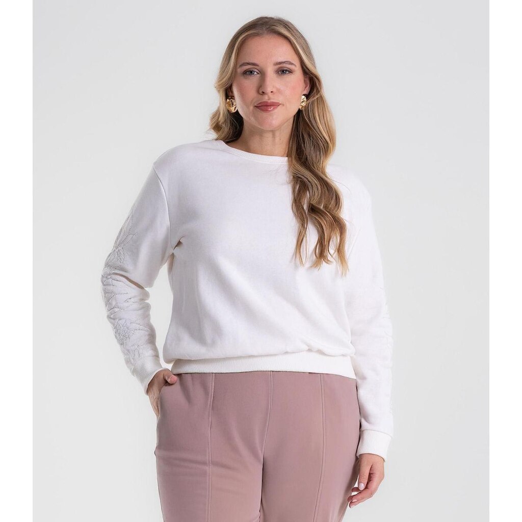 Blusão Moletom Feminino Plus Size Secret Glam Bege
