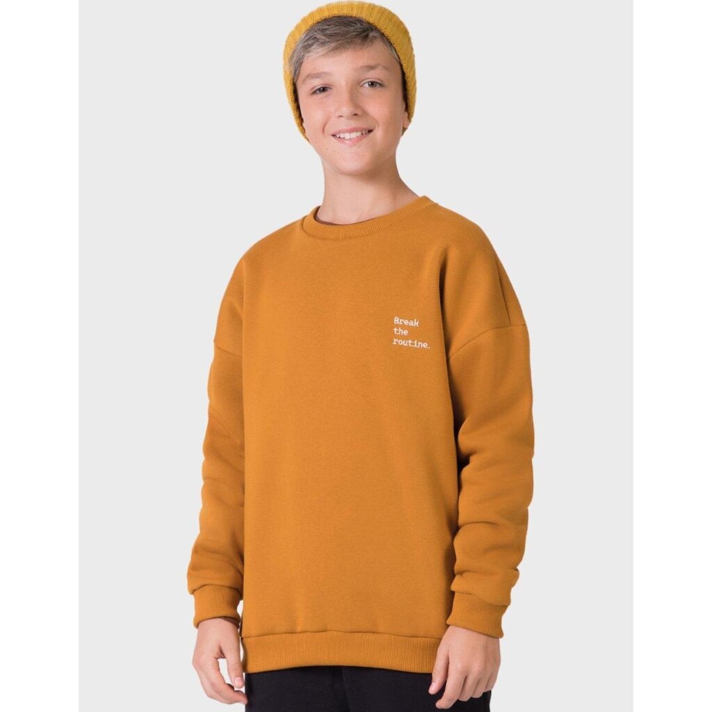 Blusão Moletom Grosso Quentinho Escrita Dia Dia Inverno Frio Moda Elegante - Masculino 12 a 18 anos