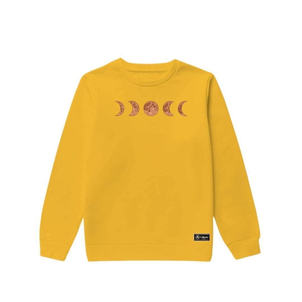 Blusão Moletom Infantil Fases da Lua Personalizado sem Capuz gola Redonda