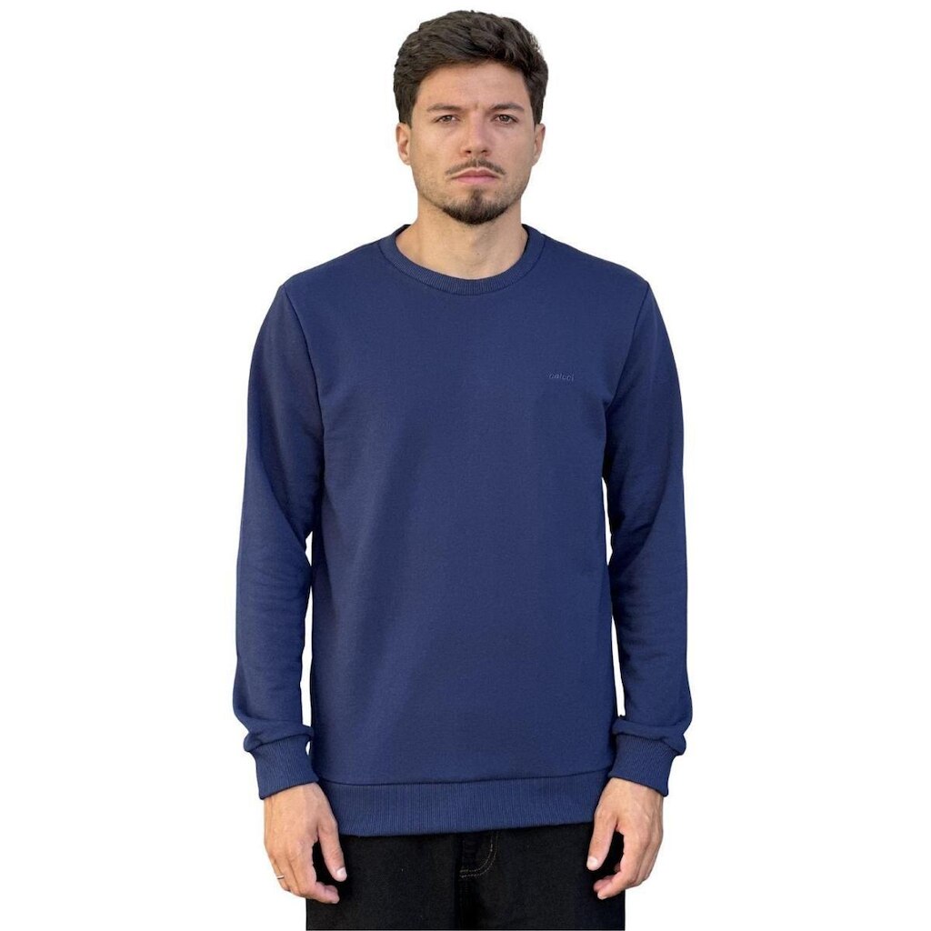 Blusão Moletom Masculino Slim Gola Careca Colcci