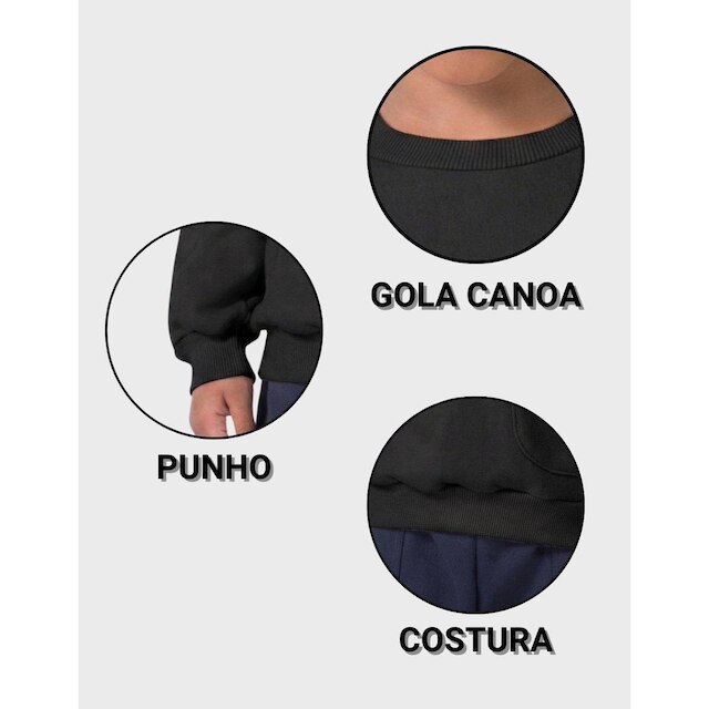 Blusão Moletom Quentinho Punho Dia a Dia Frio Elegante Moda Inverno - Menino 1 a 4 anos