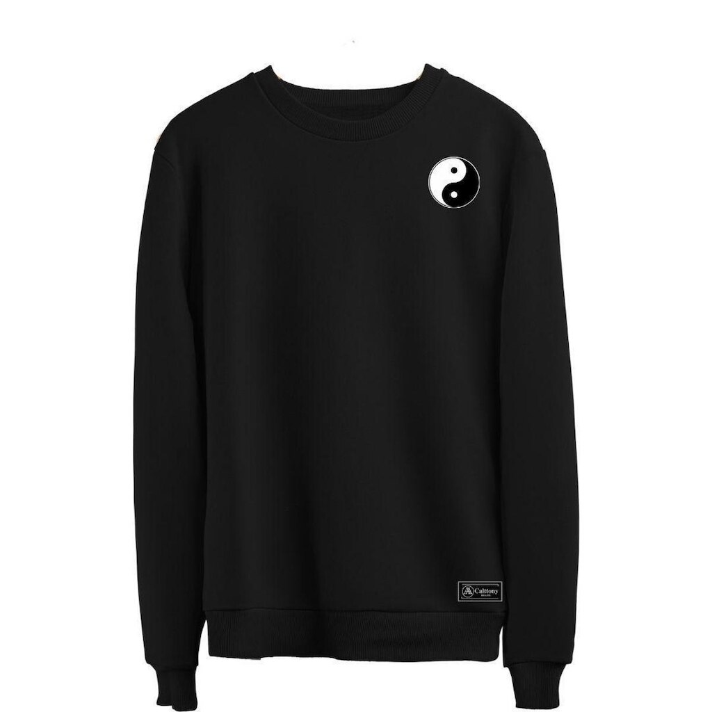 Blusão Moletom Yin Yang Masculino e Feminino Personalizado sem Capuz gola Redonda